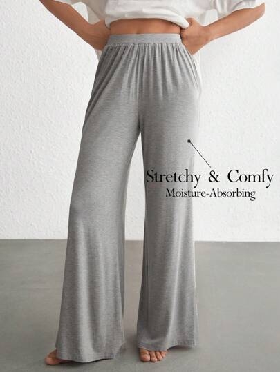 Ocili Leisure Comfortable Rayon Wide Leg Casual Pants-Melange Gray Holiday Season, Fall