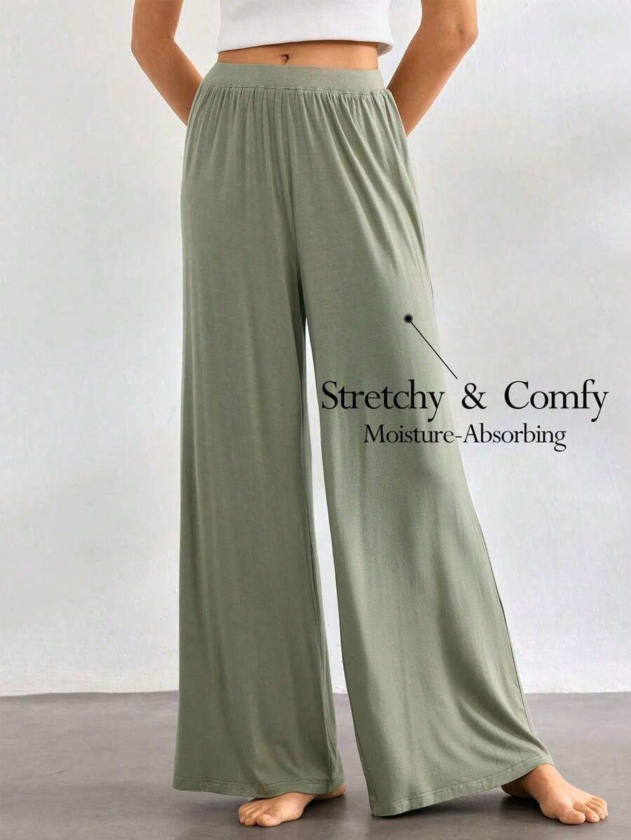 Ocili Leisure Comfortable Rayon Wide Leg Casual Pants-Melange Gray Holiday Season, Fall - Image 2