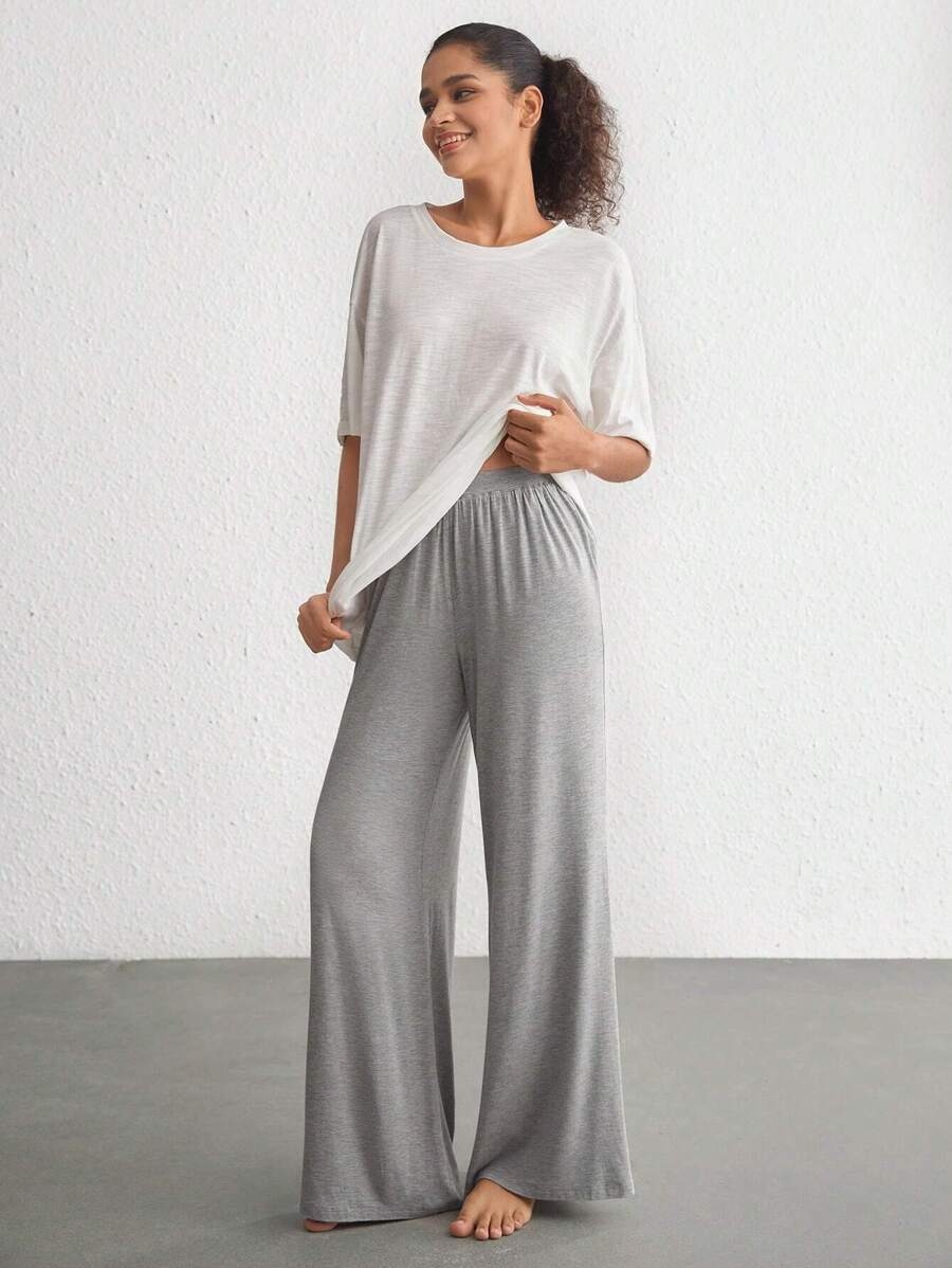 Ocili Leisure Comfortable Rayon Wide Leg Casual Pants-Melange Gray Holiday Season, Fall - Image 41