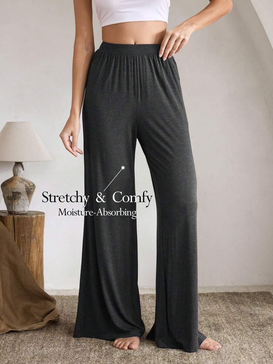 Ocili Leisure Comfortable Rayon Wide Leg Casual Pants-Melange Gray Holiday Season, Fall - Image 63