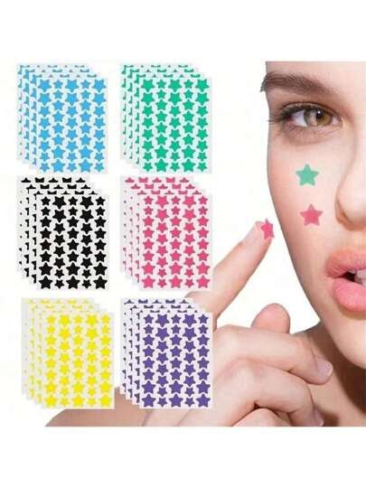 6pcs/Pack 240 Pcs Star Stickers, Halloween & Christmas Decoration Stickers, Colorful Five-Pointed Star Stickers For Party, Holiday Photo Decoration, Face Decor Stickers (1 Sheet Per Color), For Decoration Only (Not For Makeup),Makeup,Cheap,Room Decor,Vanity,Travel,Bedroom,Makeup Accessories