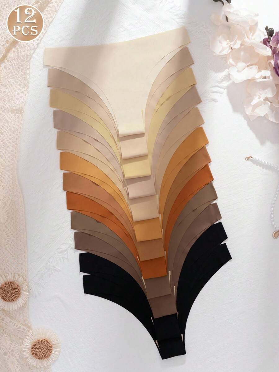 12pcs Women Multicolor Sexy Seamless Low Waist Comfortable Bikini Fitness Sports Briefs - Image 2