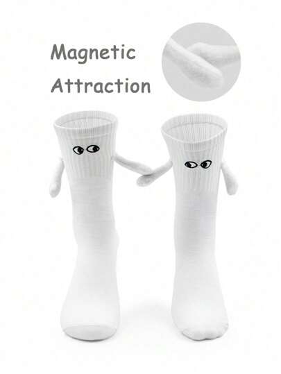 2 Pair Of Magnetic Couple Holding Hands Socks, Magnetic Socks, Cute Daily Socks, Magnetic Couple Holding Hands Socks, Cute Socks, Suitable For Daily Wear, Date Wear, Is A Great Valentine's Day Gift, Halloween Gift, Halloween Decorative Socks, Parody Socks, Floor Socks, Christmas, Back To School Season, Travel Season