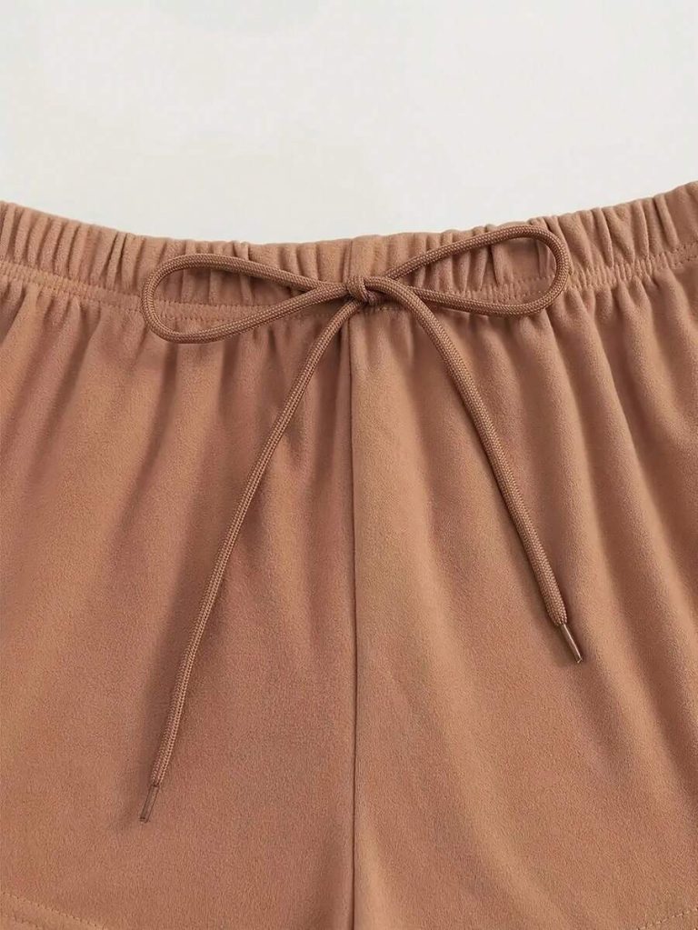 3pcs Women Comfortable Pajama Sets: Short Sleeve Round Neck Top And Loose Shorts - Easy Care, Drawstring, Knitted Fabric, Suitable For Spring/Summer Sportswear And Outdoor, Great For Summer Nights And Leisure Days, Lounge Outfit - Image 14