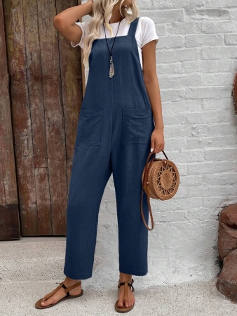 EMERY ROSE Women Minimalist Straight Leg Jumpsuit With Dual Pockets Women Overalls Korean Fashion - Image 17