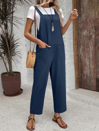 EMERY ROSE Women Minimalist Straight Leg Jumpsuit With Dual Pockets Women Overalls Korean Fashion - Image 18