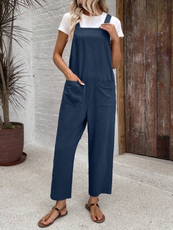 EMERY ROSE Women Minimalist Straight Leg Jumpsuit With Dual Pockets Women Overalls Korean Fashion - Image 19