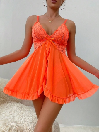 2pcs/Set Women's Sexy Lace Lingerie Babydoll Dress (Wire-Free, Triangular Panties) - Image 23