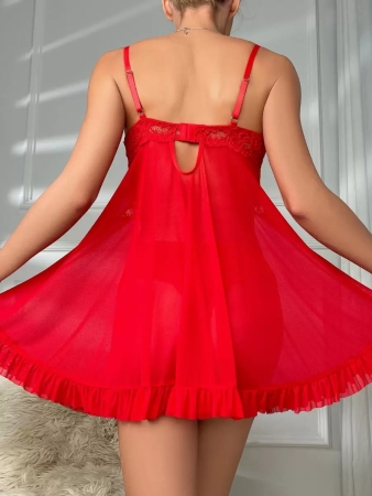 2pcs/Set Women's Sexy Lace Lingerie Babydoll Dress (Wire-Free, Triangular Panties) - Image 27