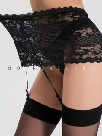 Sexy Lace One-Piece Garter Stockings, Romantic Lingerie Women Thigh High Stockings With Garter Belts