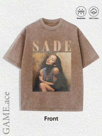 1PCS Summer Tops, Y2K Swag Tee, Vintage Sade Graphic T-Shirt - Bohemian Retro Music Band Tee With Black & Golden Print, Spring/Summer/Fall Men Clothes, Regular Fit Shirt, Christmas & Halloween & Thanksgiving Day & Valentine's Day & Pride & Father's Day & Easter & Mother's Day & New Year & Spring Festival, Men's Round Neck Printed Short Sleeve Casual Everyday T-Shirt, They Are Excellent Gifts For Friends And Family, 100% Cotton T-Shirts Feature, A Youthful And Fashionable Design, Graphic Tees Men, Graphic Tees Women, Cachorro Feliz, Back To School