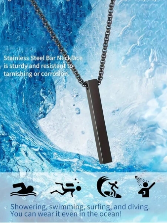 1pc Fashion Long Pillar Shaped Pendant Necklace - Simple And Stylish Sleek Surface Design - Fashionable For Unisex Christmas New Year Valentine's Day Holiday Gift - Image 4
