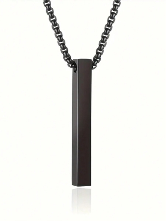 1pc Fashion Long Pillar Shaped Pendant Necklace - Simple And Stylish Sleek Surface Design - Fashionable For Unisex Christmas New Year Valentine's Day Holiday Gift - Image 6