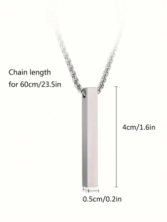 1pc Fashion Long Pillar Shaped Pendant Necklace - Simple And Stylish Sleek Surface Design - Fashionable For Unisex Christmas New Year Valentine's Day Holiday Gift - Image 7
