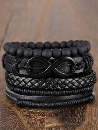 4-12pcs Casual Vintage Leather Adjustable Bracelet Set, Suitable For Men's Daily Wear, Birthday, Party, Date, Gift - Image 3