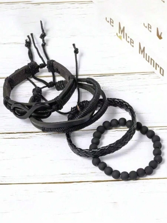 4-12pcs Casual Vintage Leather Adjustable Bracelet Set, Suitable For Men's Daily Wear, Birthday, Party, Date, Gift - Image 8