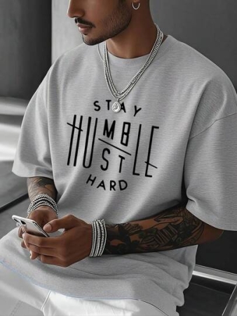 Men's T-Shirt, Classic Graphic T-Shirt, Soft And Comfortable T-Shirts For Men, Script Logo, 180g, 100% Cotton