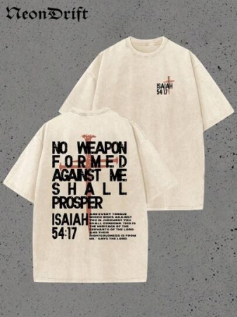 Y2K,NO WEAPON FORMED AGANST ME SHALL PROSPER,54:17,My Love....Retro Washed Heavy Cotton Wash T-Shirt, Multiple Colors To Choose From, A Surprise Gift For Family And Friends