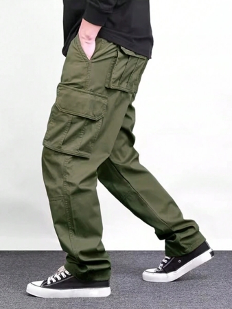 Manfinity Homme Men Solid Color Cargo Pants For Outdoor Camping, Fall - Image 4