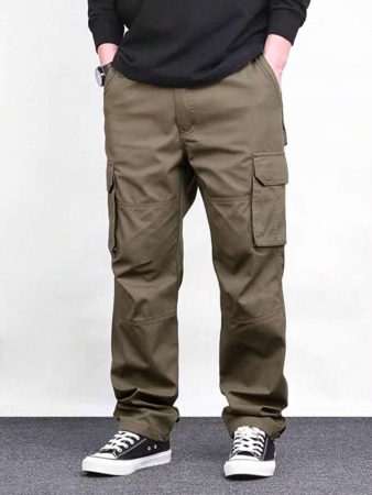 Manfinity Homme Men Solid Color Cargo Pants For Outdoor Camping, Fall - Image 30