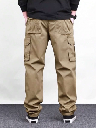 Manfinity Homme Men Solid Color Cargo Pants For Outdoor Camping, Fall - Image 35