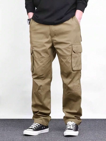 Manfinity Homme Men Solid Color Cargo Pants For Outdoor Camping, Fall - Image 38