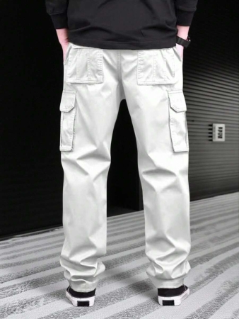 Manfinity Homme Men Solid Color Cargo Pants For Outdoor Camping, Fall - Image 53