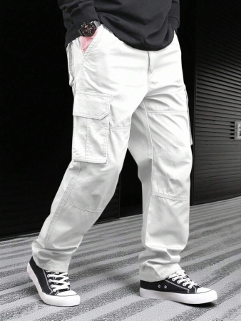 Manfinity Homme Men Solid Color Cargo Pants For Outdoor Camping, Fall - Image 54