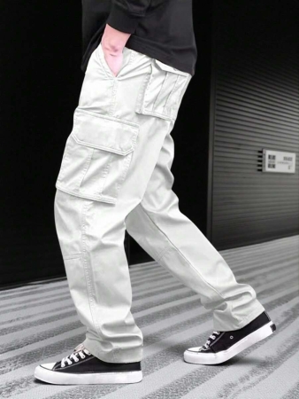 Manfinity Homme Men Solid Color Cargo Pants For Outdoor Camping, Fall - Image 55
