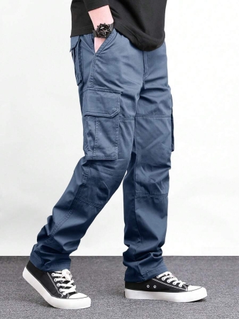 Manfinity Homme Men Solid Color Cargo Pants For Outdoor Camping, Fall - Image 76