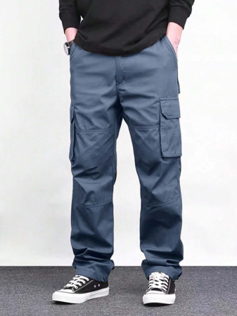 Manfinity Homme Men Solid Color Cargo Pants For Outdoor Camping, Fall - Image 78