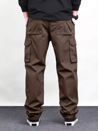 Manfinity Homme Men Solid Color Cargo Pants For Outdoor Camping, Fall - Image 93
