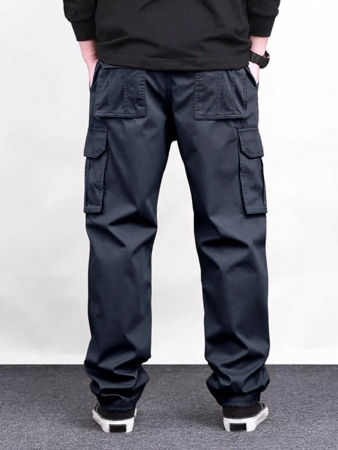 Manfinity Homme Men Solid Color Cargo Pants For Outdoor Camping, Fall - Image 101