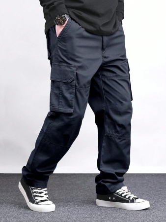 Manfinity Homme Men Solid Color Cargo Pants For Outdoor Camping, Fall - Image 102