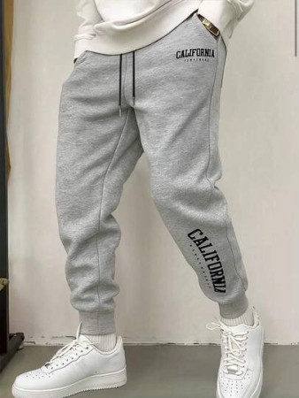 Men's Drawstring Sweatpants, Thin Elastic Waist Sports Pants With Letter Print, Breathable And Fashionable, Suitable For Autumn/Winter