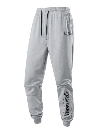Men's Drawstring Sweatpants, Thin Elastic Waist Sports Pants With Letter Print, Breathable And Fashionable, Suitable For Autumn/Winter - Image 7