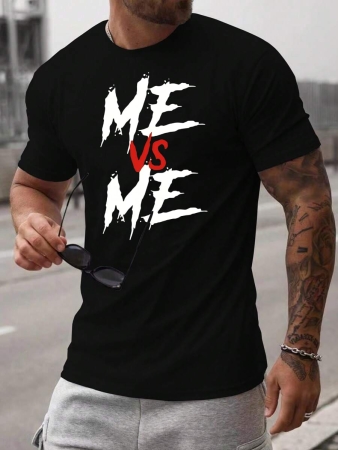 220 Grams Round Neck Short Sleeve Men's T-Shirt, Creative Printing Pattern, Simple Design, Knitting Process, Soft And Comfortable, Suitable For Campus Wear, Party Gathering, Daily Wear, A Good Choice For Family And Friends
