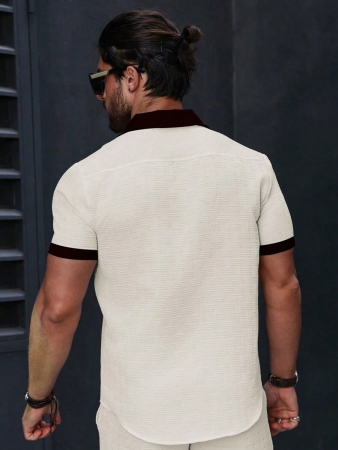 Manfinity Homme Men's Simple Casual Colorblock Short Sleeve Shirt - Image 10