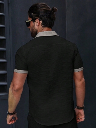 Manfinity Homme Men's Simple Casual Colorblock Short Sleeve Shirt - Image 17