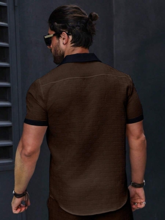 Manfinity Homme Men's Simple Casual Colorblock Short Sleeve Shirt - Image 31