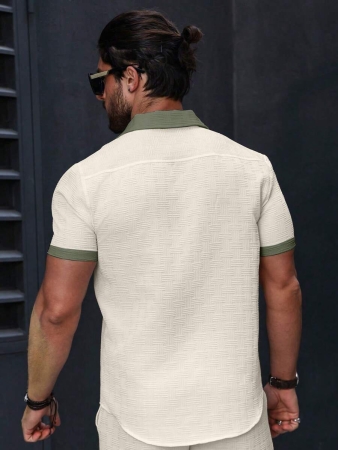 Manfinity Homme Men's Simple Casual Colorblock Short Sleeve Shirt - Image 44