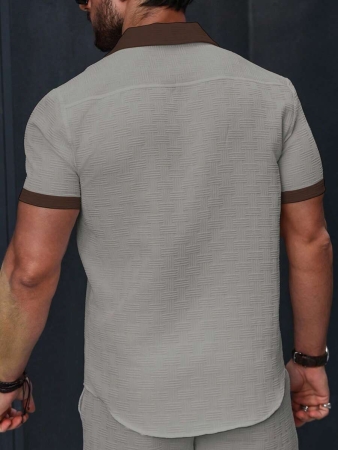 Manfinity Homme Men's Simple Casual Colorblock Short Sleeve Shirt - Image 49