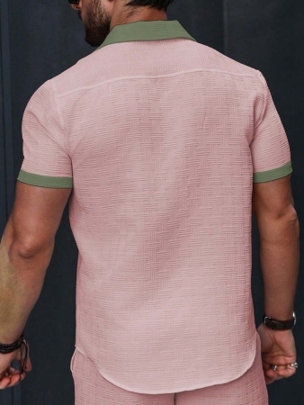 Manfinity Homme Men's Simple Casual Colorblock Short Sleeve Shirt - Image 54