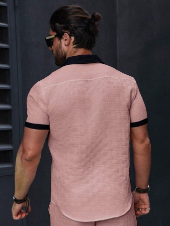 Manfinity Homme Men's Simple Casual Colorblock Short Sleeve Shirt - Image 66