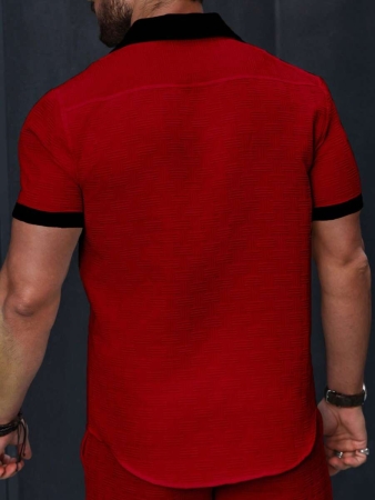 Manfinity Homme Men's Simple Casual Colorblock Short Sleeve Shirt - Image 73