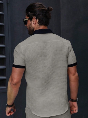 Manfinity Homme Men's Simple Casual Colorblock Short Sleeve Shirt - Image 87