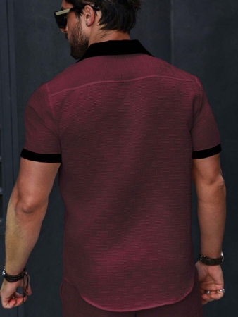Manfinity Homme Men's Simple Casual Colorblock Short Sleeve Shirt - Image 97