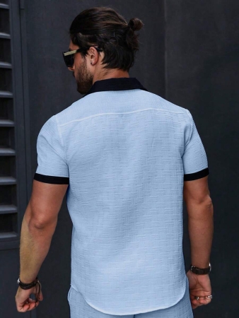 Manfinity Homme Men's Simple Casual Colorblock Short Sleeve Shirt - Image 101