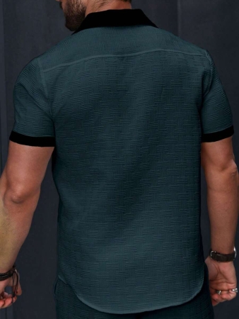 Manfinity Homme Men's Simple Casual Colorblock Short Sleeve Shirt - Image 105