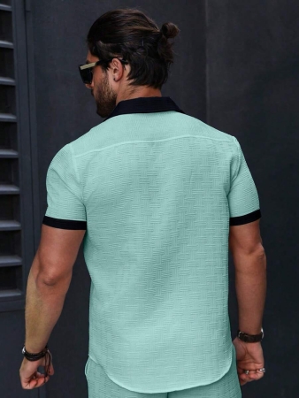 Manfinity Homme Men's Simple Casual Colorblock Short Sleeve Shirt - Image 111